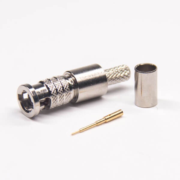 BNC同軸連接器公頭180度直式接線壓接軸