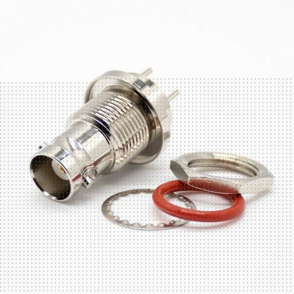 BNC接頭防水母頭直式標(biāo)準(zhǔn)75ΩPCB板安裝插孔鍍鎳連接器