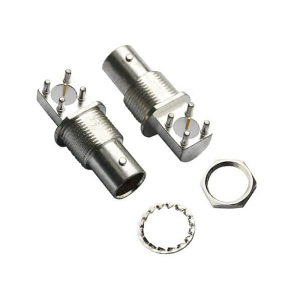 bnc 連接器 型號 方頭 5引腳彎式射頻同軸母頭穿墻 PCB板端