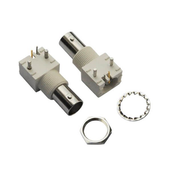 bnc 連接器 壓電 90度白色塑膠外殼絕緣母頭 PCB