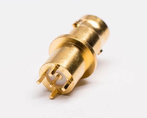 BNC母頭接頭直式鍍金穿孔面板安裝連接器