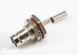 SYV75-2-2防水面板安裝前鎖穿墻75ΩBNC母頭直式連接器壓接