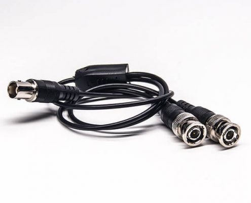 BNC視頻線母頭轉(zhuǎn)公頭一拖二RG59線線長20CM