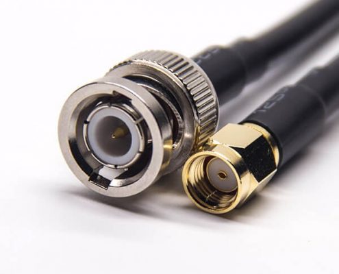 BNC信號(hào)線180度直式公頭轉(zhuǎn)SMA反極公頭直式同軸線纜接RG223 RG58