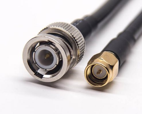 屏蔽線BNC接頭公頭直式轉(zhuǎn)SMA公頭直式同軸線纜接RG223 RG58