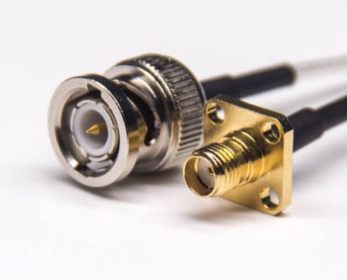 BNC公頭直式轉(zhuǎn)SMA四孔法蘭母頭直式接RG316線
